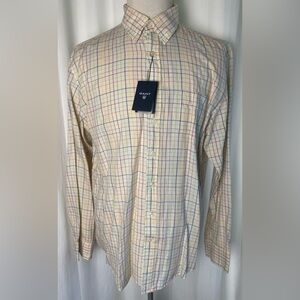 Gant Classic Oxford Sunset Linen Cotton XL Regular Fit Long Sleeve Button Up New